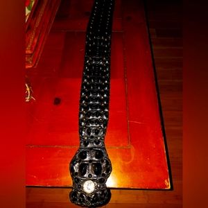 Snake Skin Design Rose Leather Women's Belt Size Large - x-Large